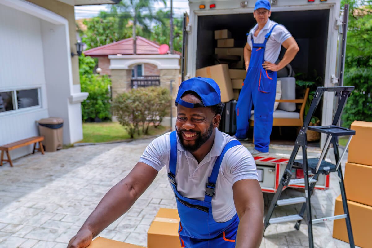 Local movers in Buffalo NY carrying furniture from a Buffalo home